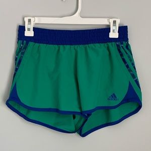 Adidas Blue and Green Running Shorts